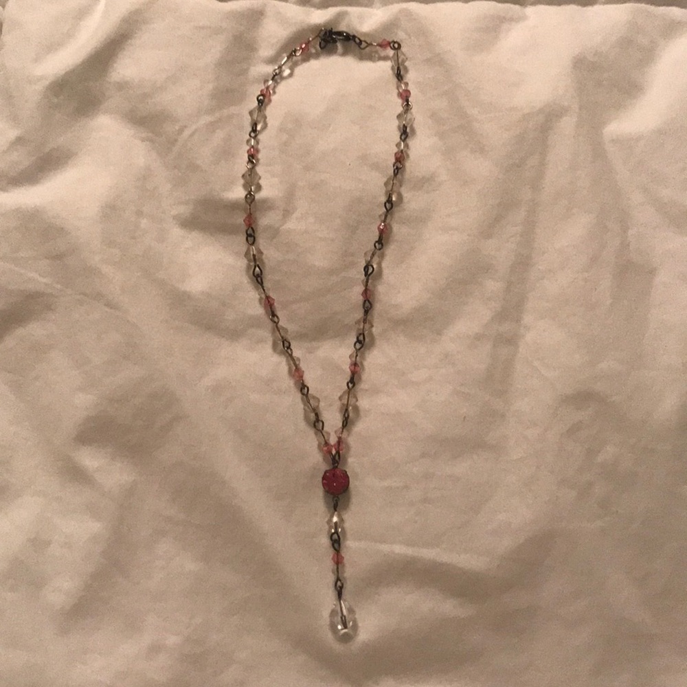 Pink and White Jeweled Necklace